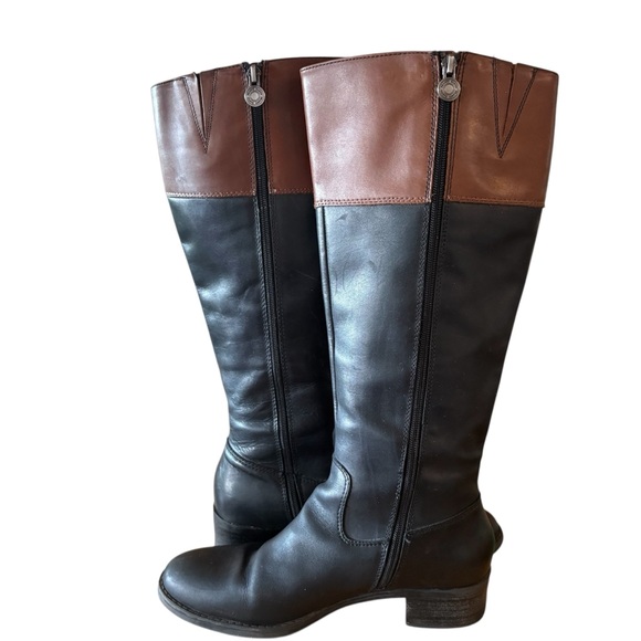 Franco Sarto Canyon Riding Boots in Black and Acorn Leather size 10 Wide Calf - Picture 5 of 16